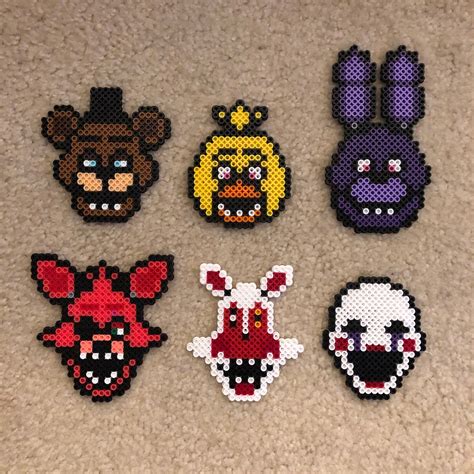 Five Nights At Freddys Perler Bead Characters Etsy