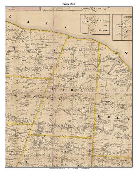 Parma New York 1858 Old Town Map Custom Print Monroe Co Old Maps