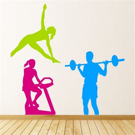 Fitness Weight Lifting Exercise Wall Decal Sticker Set Ws 47400 Ebay