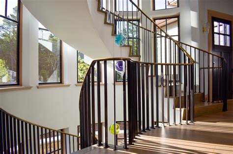 Modern Curved Stair Railing Compass Iron Works