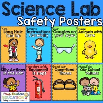 Science Lab Safety Posters All Grades By Miss Rainbow Education