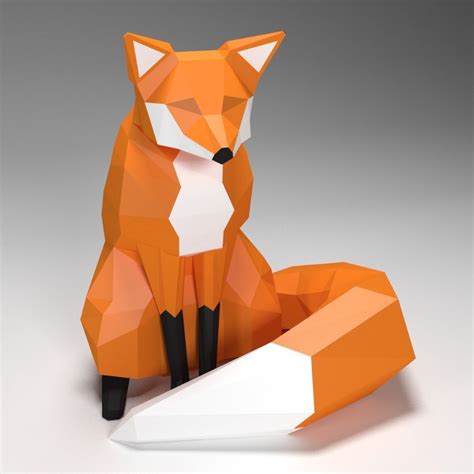 Fox Paper Model Papercraft Diy Low Poly Pdf Papercraft Fox Sexiezpix Web Porn