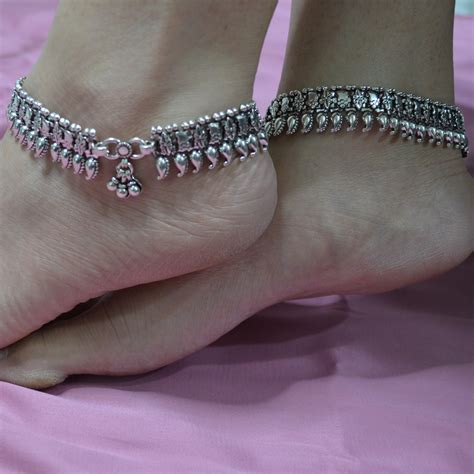 Double Layered Traditional Style Silver Anklet Anklets Folkways