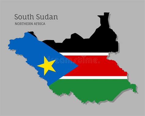 mapa de sudán del sur con bandera nacional ilustración del vector ilustración de gobierno