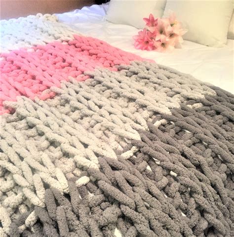 Super Chunky Chenille Yarn Blanket Blanket Diy Knitting Kit Chunky Blanket