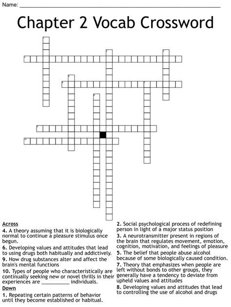 Chapter 2 Vocab Crossword Wordmint