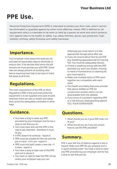 Toolbox Talk Template Scenic Templates