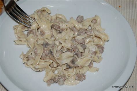 Casserole with ground beef and cream of mushroom soup. Ground Beef Stroganoff ~ Simplify, Live, Love ~ Great for ...