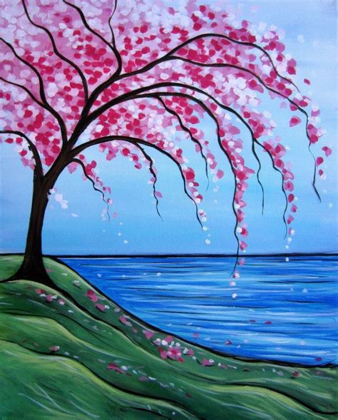 Cherry Blossom Painting Nature Paintings Easy Landscape Paintings