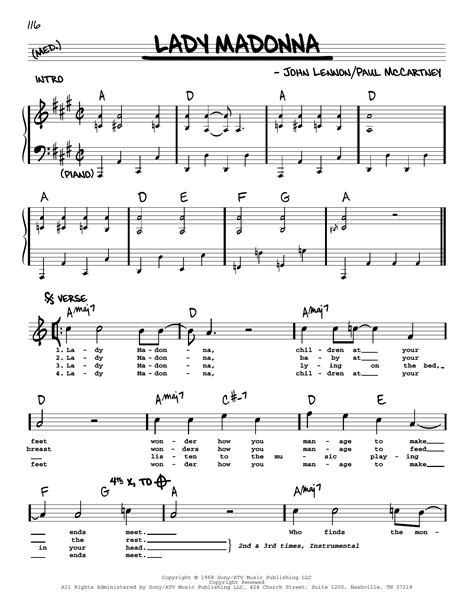 Lady Madonna Jazz Version Sheet Music The Beatles Real Book Melody Lyrics Chords