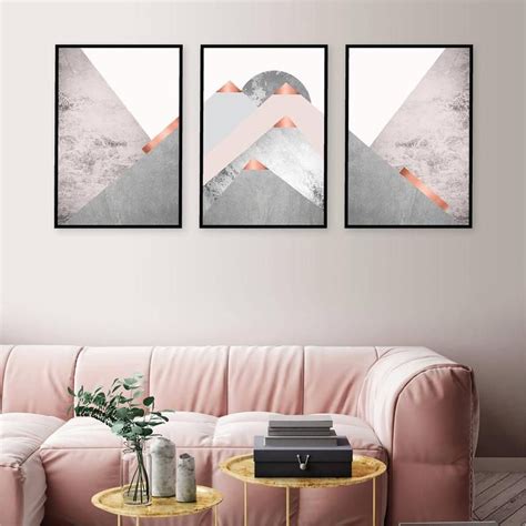 Printable Art Downloadable Prints Set Of 3 Mountains Blush Etsy Ikea