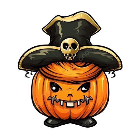 Pumpkin Pirate For Halloween Cartoon Vector Illustration Pumpkin Halloween Hat Halloween Png