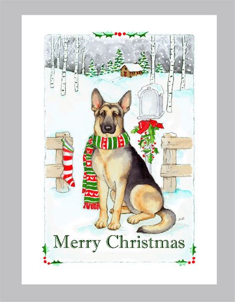German Shepherd Dog Christmas Cards Box Of 16 Cards And Envelopes By