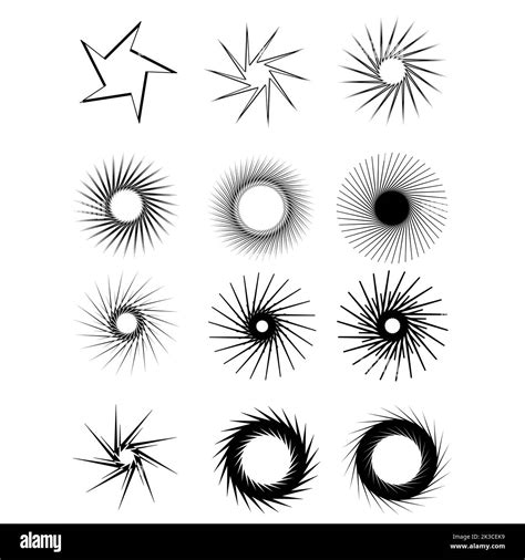 Stars And Suns Icons Isolated Over White Background Star Shapes And