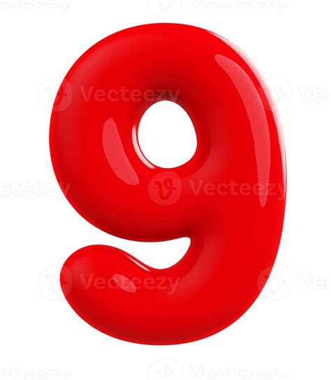 3d Red Number 9 11287733 Png