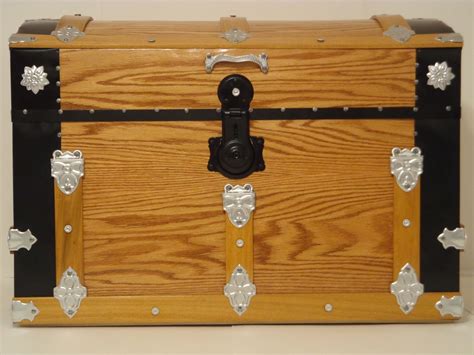 Hand Crafted Oak Steamer Trunk Dome Top Trunk Blanket Chest Storage