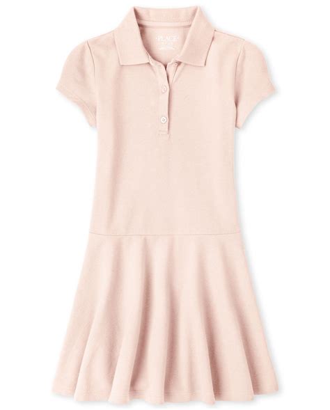 Girls Uniform Short Sleeve Pique Polo Dress