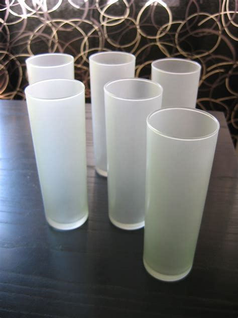 Set Of 6 Vintage Tall Frosted Drinking Glasses Libby 7