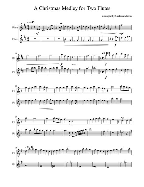 A Christmas Medley For Two Flutes Sheet Music For Flute Woodwind Duet