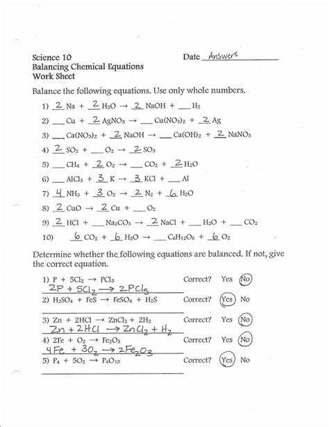 Answer key for the balance chemical equations worksheet. Inspirational Phet Balancing Chemical Equations Worksheet ...