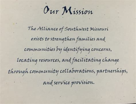 Mission Statement2 The Alliance Of Southwest Missouri