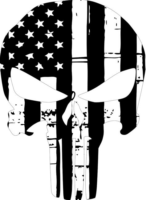Punisher Black And White Usa Flag Style Window Decal Various Sizes Ebay