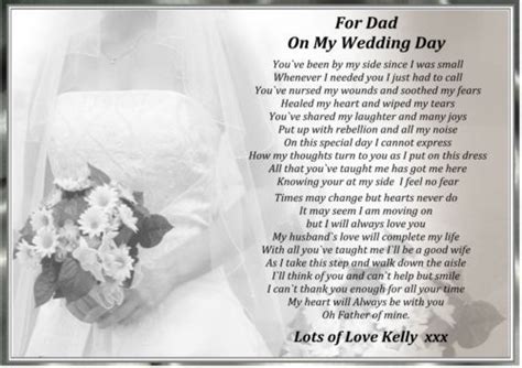 Another great way to bond with your daughter on valentine's day is to give her something that you cherished when you were her age. TO DAD ON MY WEDDING DAY | Wedding poems, My wedding day ...
