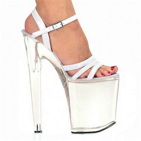 20cm Fashion Sexy Transparent Sandals Set Auger Chain Ultra Slim Heel