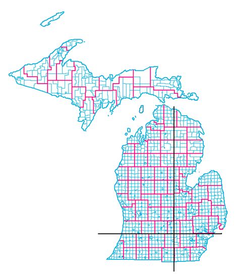Michigan Township And Range Map State Coastal Towns Map