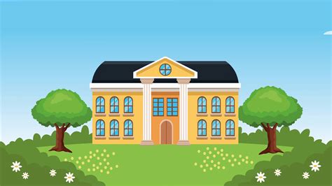 Back To School Season With School Building Stock Motion Graphics Sbv