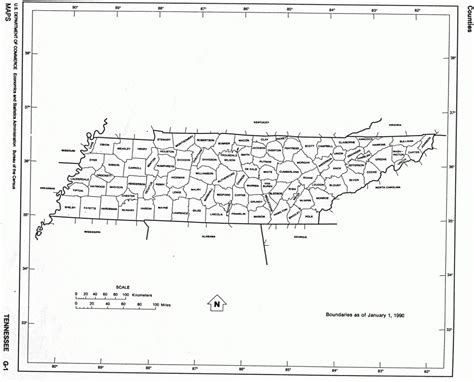 Tennessee State Map With Counties Outline And Location Of Each