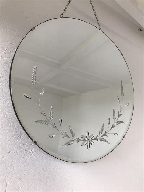 Vintage Etched Mirror Frameless Etched Berry Art Deco Style Etsy In