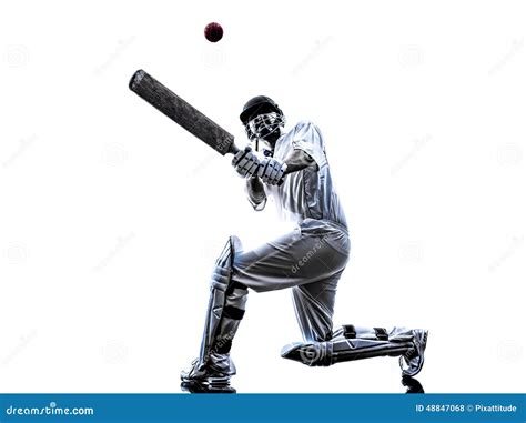 Cricket Player Batsman Silhouette Stock Photo Image 48847068