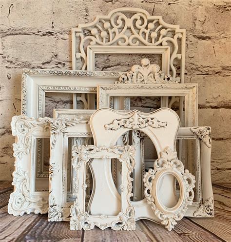 White Frames Open Frames Frame Collection Shabby Chic Etsy Shabby Chic Picture Frames