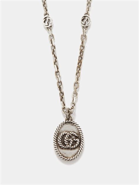 Gucci Metallic Gg Marmont Sterling Silver Necklace 매치스패션 모던 럭셔리 온라인 쇼핑