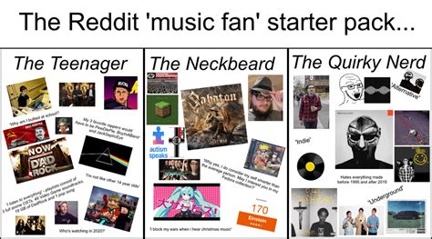 The Reddit Music Fan Starter Pack Starterpacks