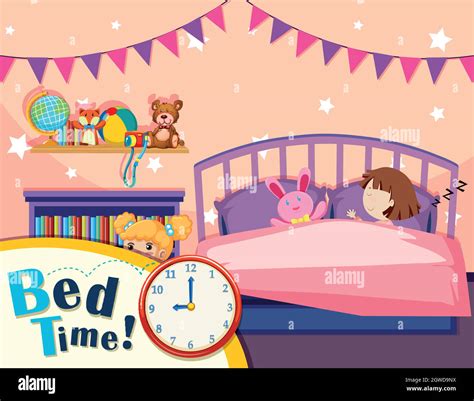 Girl Sleeping In Bed Stock Vector Images Alamy