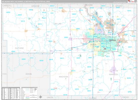 Des Moines West Des Moines Metro Area Ia Zip Code Maps Premium