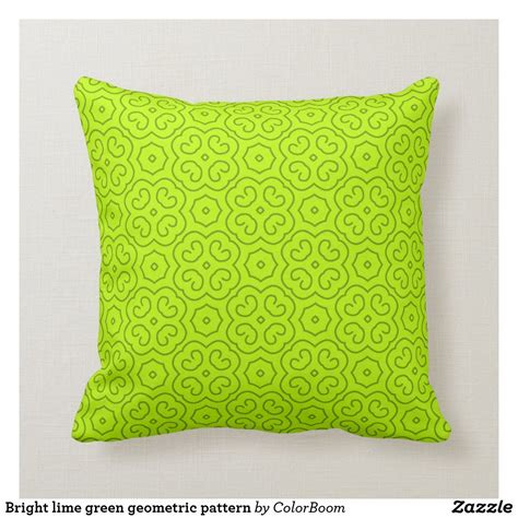 Bright Lime Green Geometric Pattern Throw Pillow Lime Green Pillows