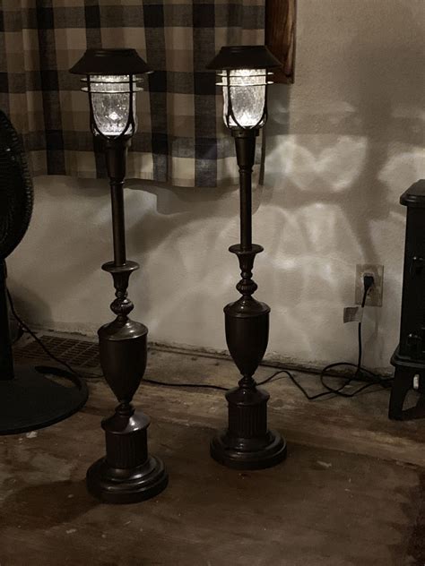 Lilacsndreams Repurposed Vintage Lamps Into Solar Lights Yard Decor