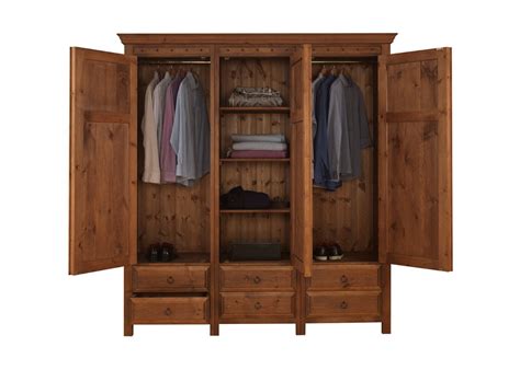 3 Door Wardrobe With 6 Drawers In Solid Wood