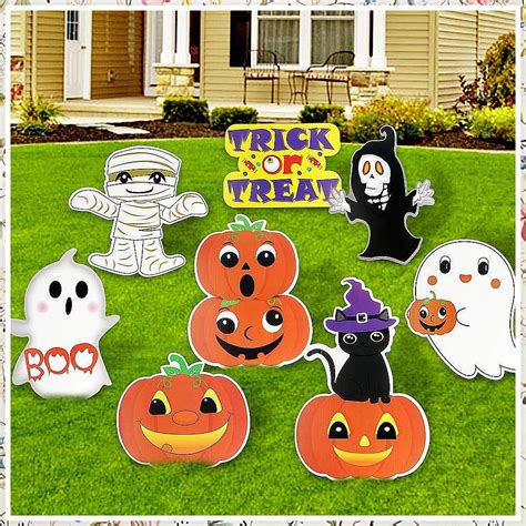 Ourwarm Halloween Yard Signs With Stakes 8 Pieces Pumpkins Ghost