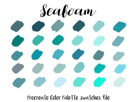 Procreate Color Palette Seafoam Procreate Swatches Procreate Etsy