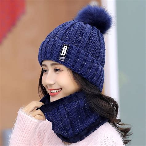 Brand Winter Knitted Beanies Hats Women Thick Warm Beanie Skullies Hat Female Knit Letter Bonnet