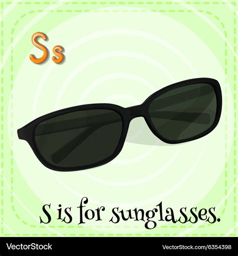 flashcard alphabet s is for sunglasses royalty free vector