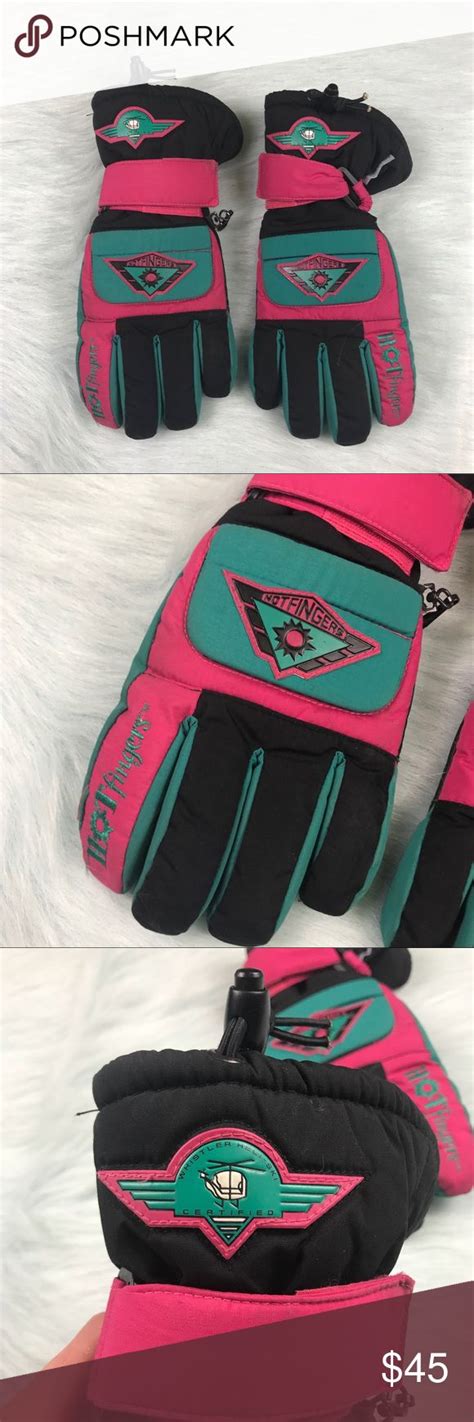 Vintage 80s Retro Hot Fingers Ski Gloves Snow Ski Gloves 80s Retro