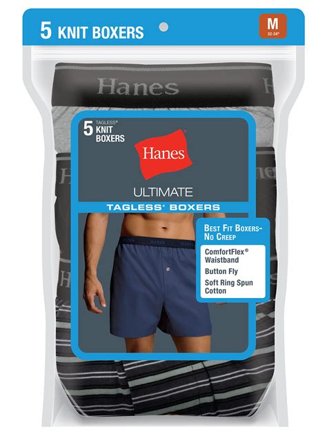 Hanes Hanes Mens Ultimate Comfortsoft Knit Boxer 5 Pack