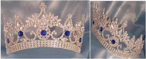 Continental Adjustable Contoured Rhinestone Blue Sapphire Crown Tiara