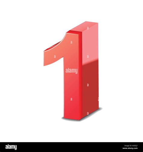 3d shiny red number 1 isolated on white background Stock Vector Image