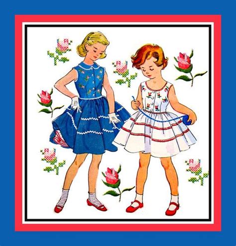 Vintage 1954 Rick Rack And Roses Sewing Pattern Girls Party Etsy